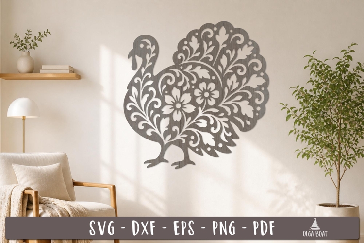 Floral Turkey Wall Decor SVG Laser Cut design