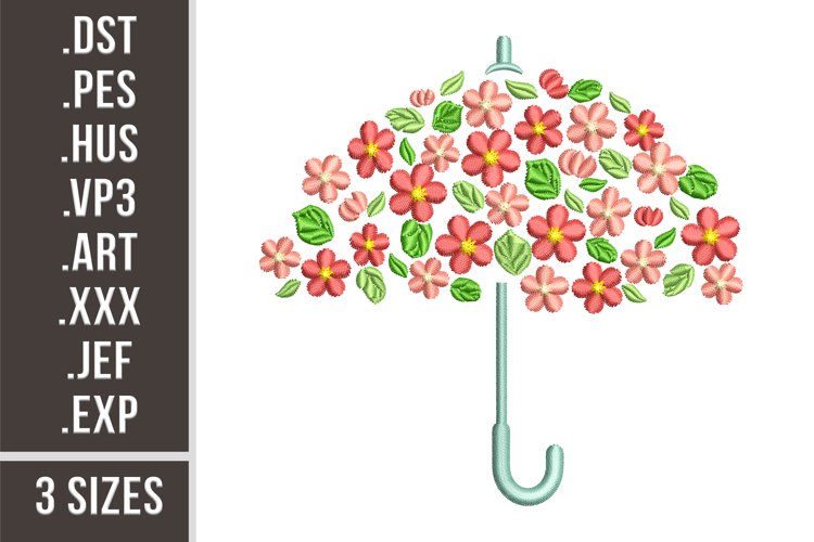 Floral Umbrella | Embroidery Design example image 1