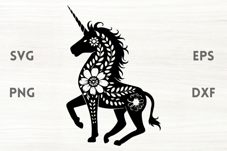 Floral unicorn SVG