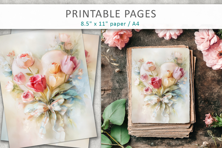 floral heart printable pages