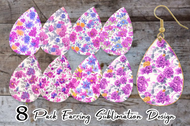 Floral Vintage Pattern Earring teardrop sublimation design