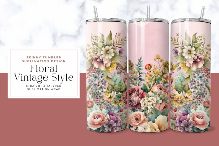 Floral Vintage Style Tumbler Wrap