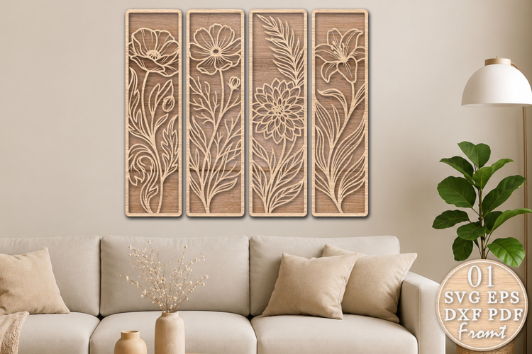 Floral Wall Art SVG Laser Cut File