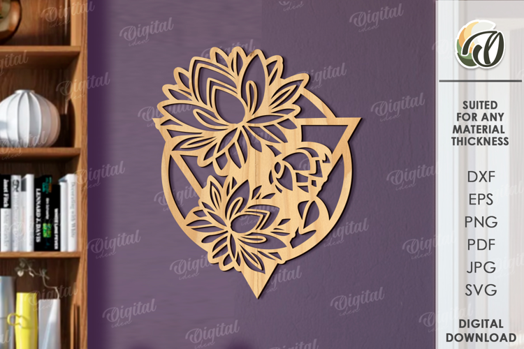 Floral Wall Art Laser Cut. Wooden Flower Wall Decor SVG