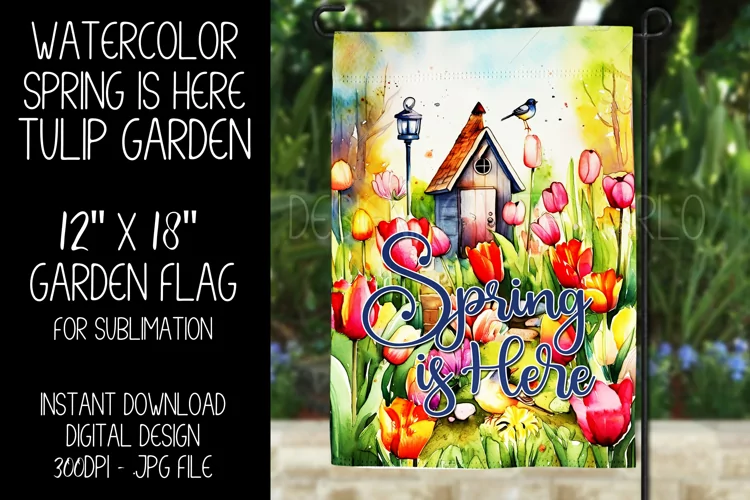 Spring Garden Flag Sublimation Design, Tulip Garden, d2