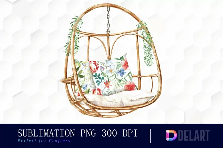 Floral Swing Chair Watercolor Clipart