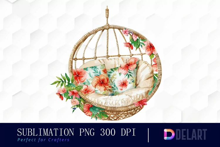 Floral Swing Chair Watercolor Clipart
