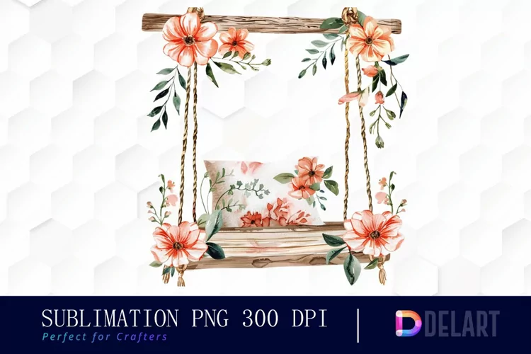Floral Swing Chair Watercolor Clipart