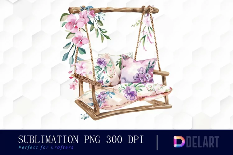 Floral Swing Chair Graphics Clipart