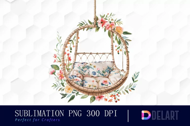 Floral Swing Chair Graphics Clipart