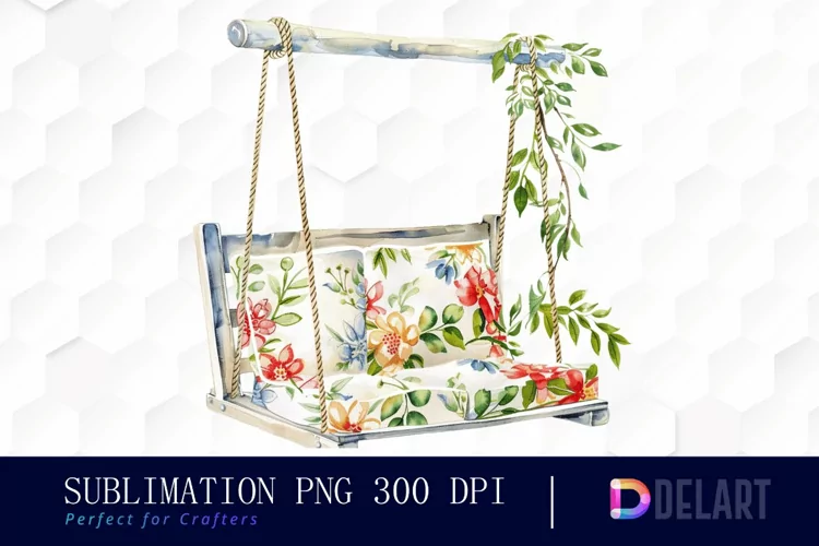 Floral Swing Chair Watercolor Clipart