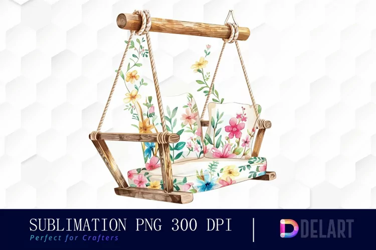Floral Swing Chair Graphics Clipart