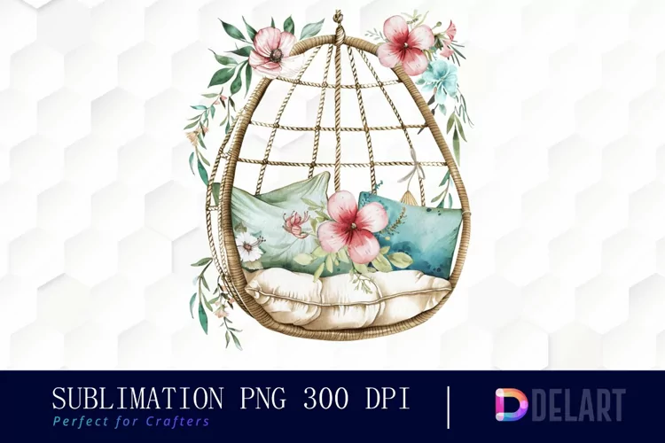 Floral Swing Chair Watercolor Clipart