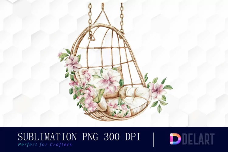 Floral Swing Chair Watercolor Clipart