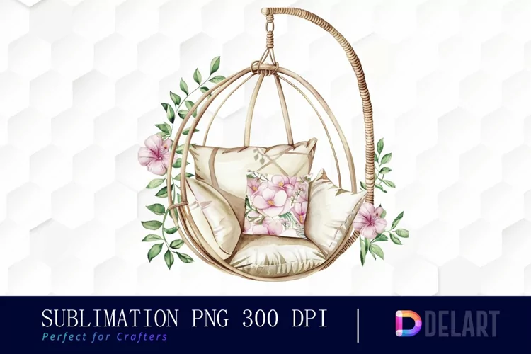 Floral Swing Chair Watercolor Clipart
