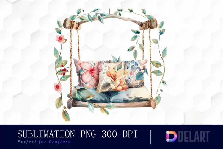 Floral Swing Chair Graphics Clipart