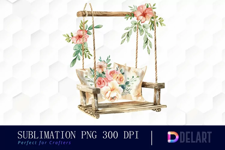 Floral Swing Chair Watercolor Clipart