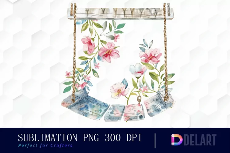 Floral Swing Chair Illustration Clipart