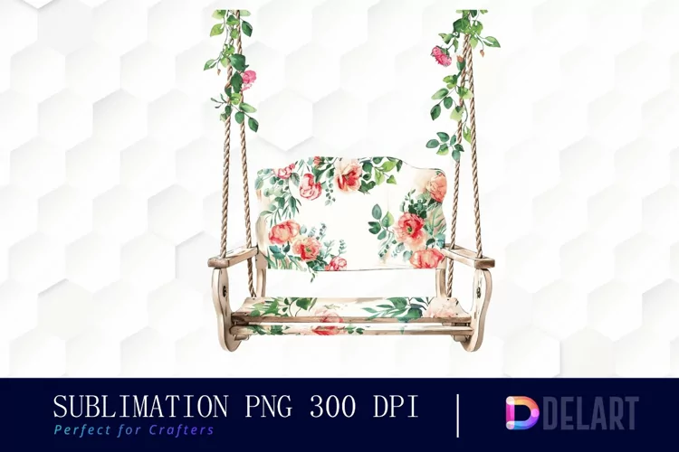 Floral Swing Chair Watercolor Clipart