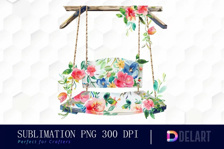 Floral Swing Chair Illustration Clipart