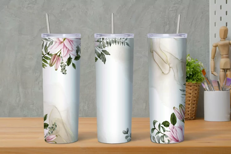 Floral Watercolor Tumbler Png Sublimation, 20 Oz Tumbler Png