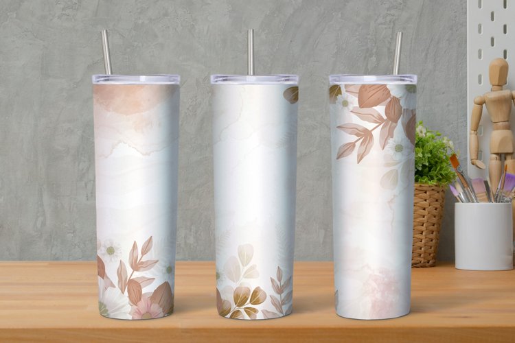 Floral Tumbler Watercolor Sublimation, 20 Oz Tumbler Png example image 1