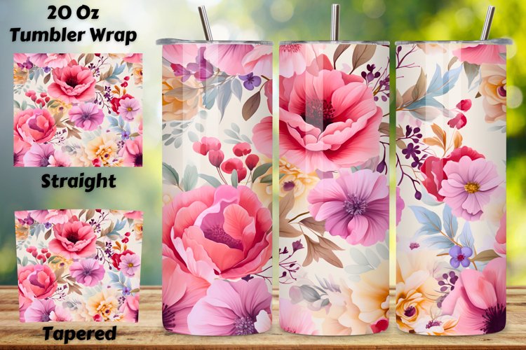 Watercolor Floral Symphony Tumbler Wrap, Seamless PNG Wrap