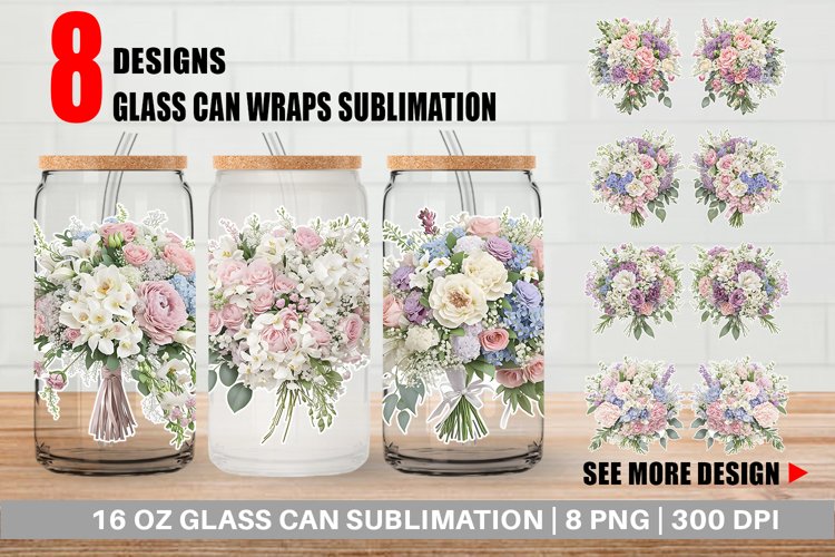 Floral Bouquet Glass Can Wraps example image 1