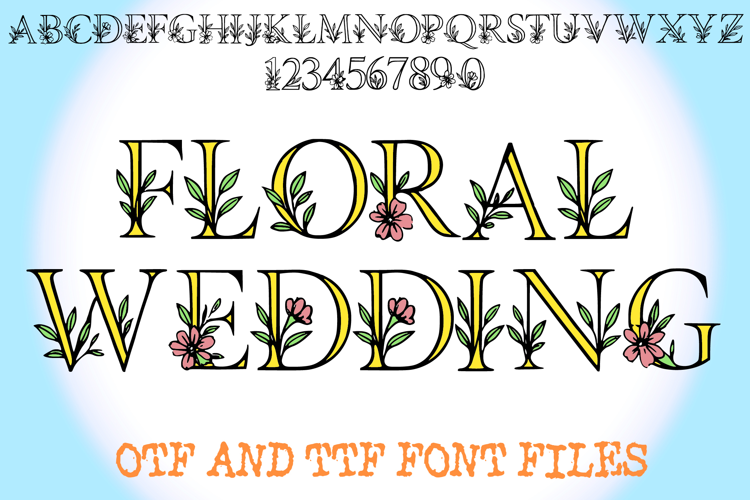 Floral Wedding Lettering ABC Text Font Alphabet OTF Type