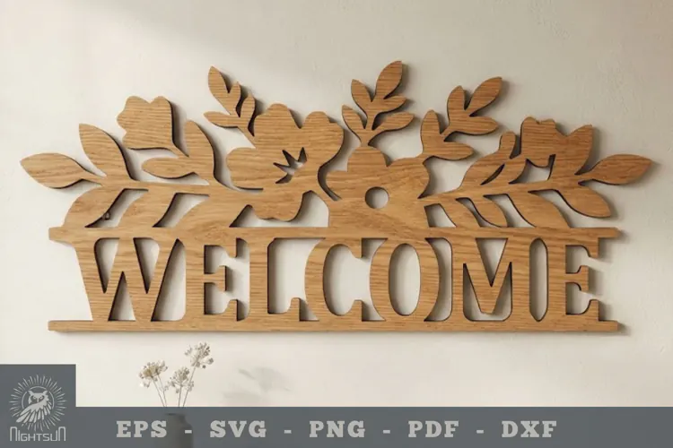 Floral Welcome Lasercut Sign 1