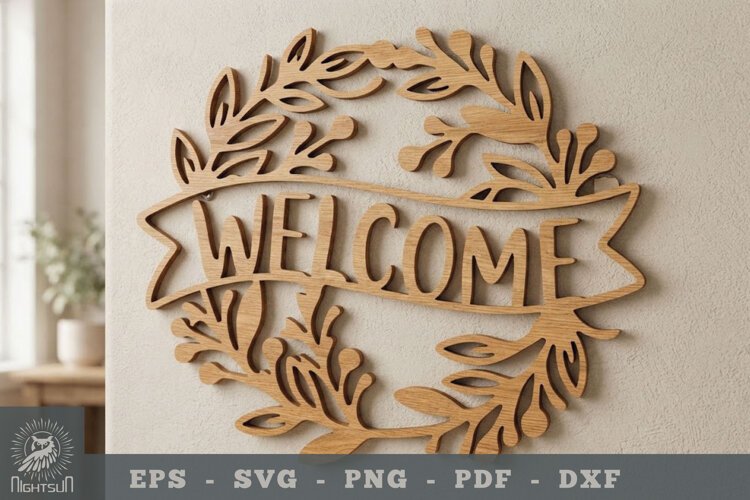 Floral Welcome Lasercut Sign 3 example image 1