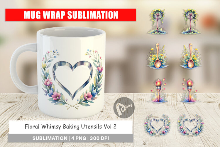 Floral Kitchen Tools Decor Mug Wrap example image 1