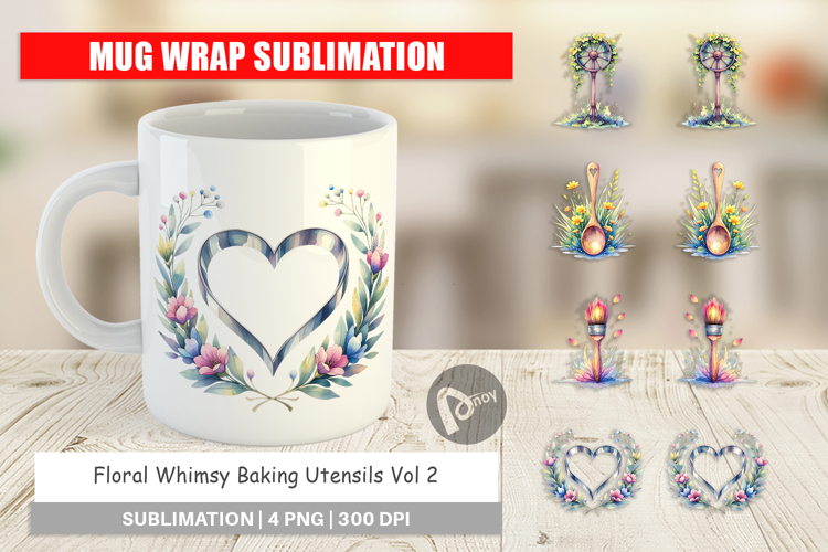 Floral Kitchen Tools Decor Mug Wrap