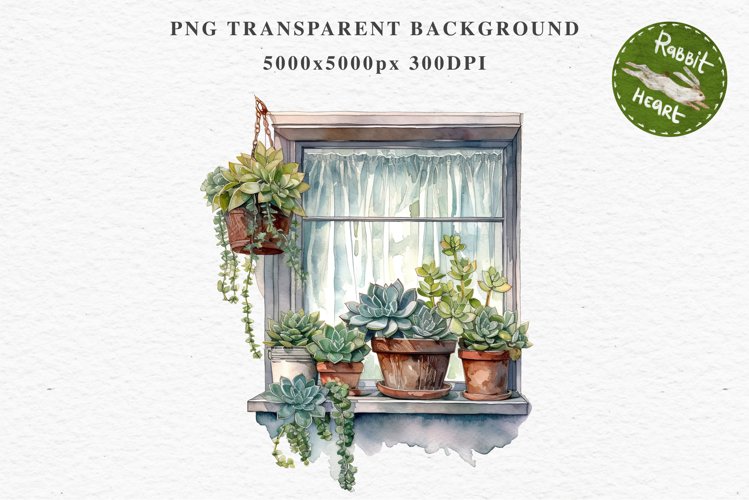 Floral Window Flowers Clipart PNG Scrapbooking Nursery Art
