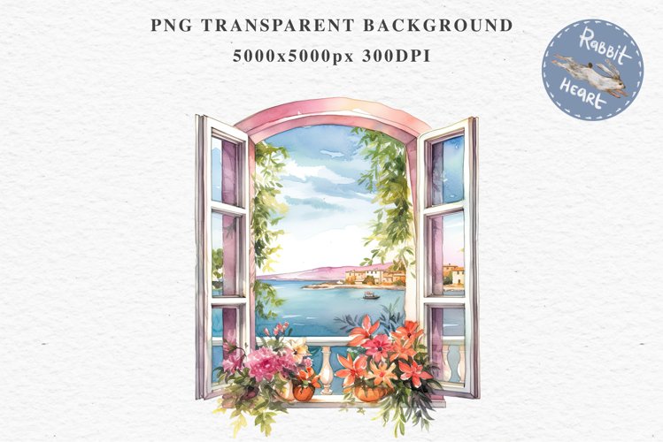 Floral Window Flowers Clipart PNG Scrapbooking Nursery Art