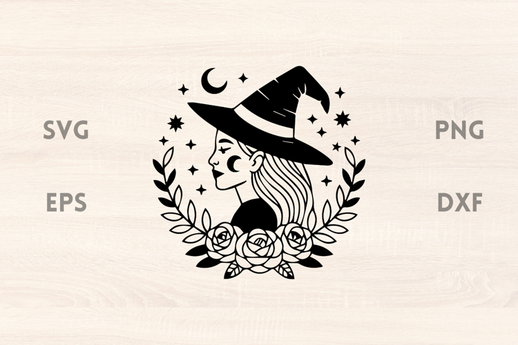 Witch with Roses SVG