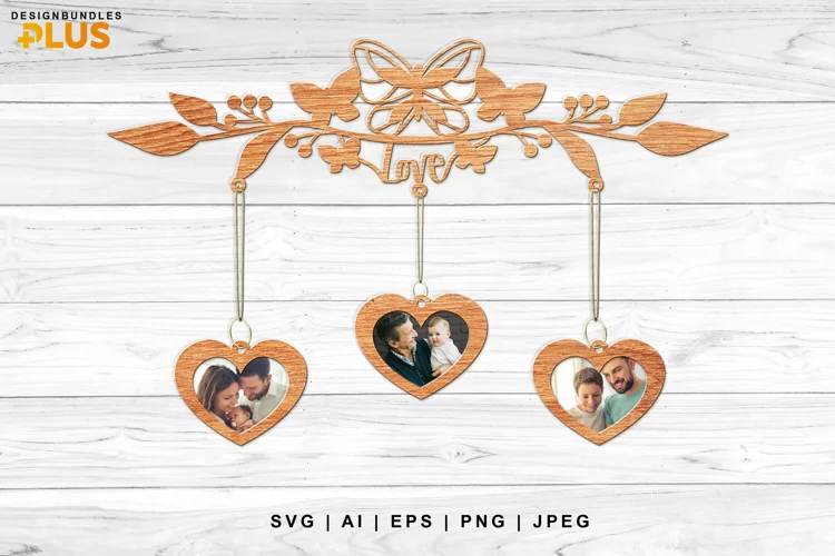 Butterfly Wall Decor & Hanging Heart Photo Frames Lasercut