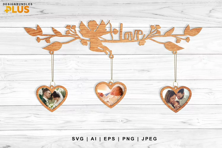 Cupid Love Wall Decor & Hanging Heart Photo Frames Lasercut
