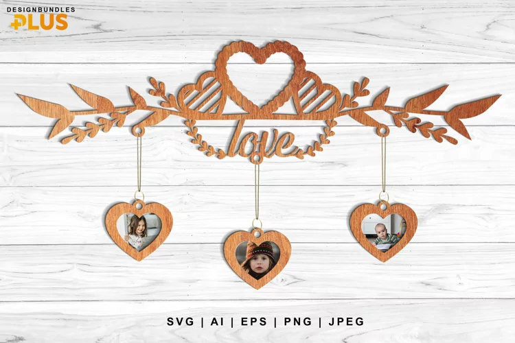 Hearts & Love Wall Decoration, Hanging Photo Frames Lasercut