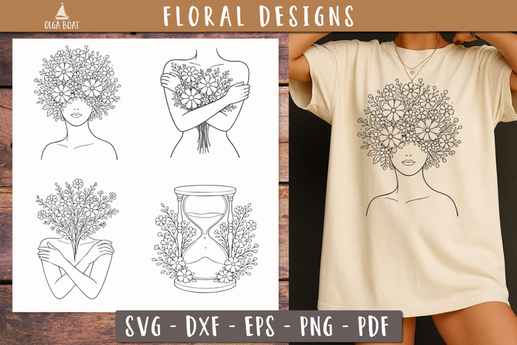 Floral Woman Self Love SVG Vintage print