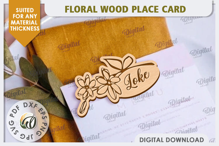 Wedding Place Card Laser Cut. Personalized Name Card SVG