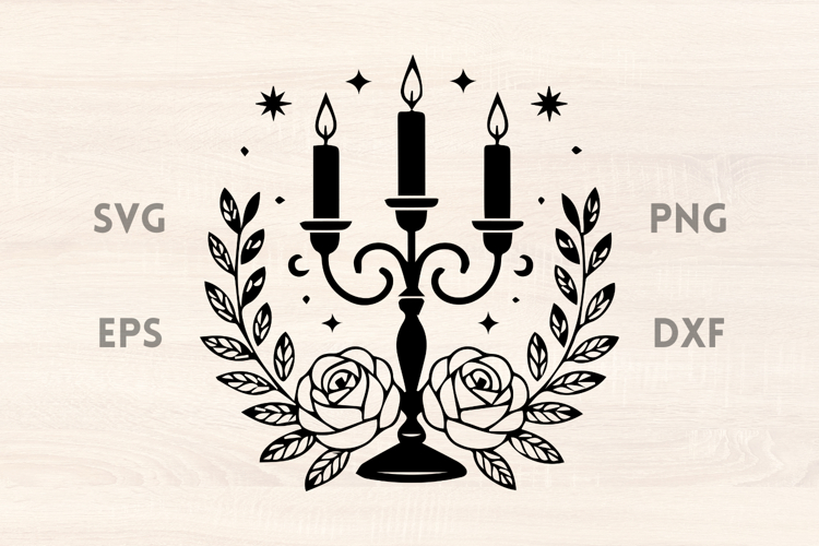 Candle Holder Roses Halloween SVG