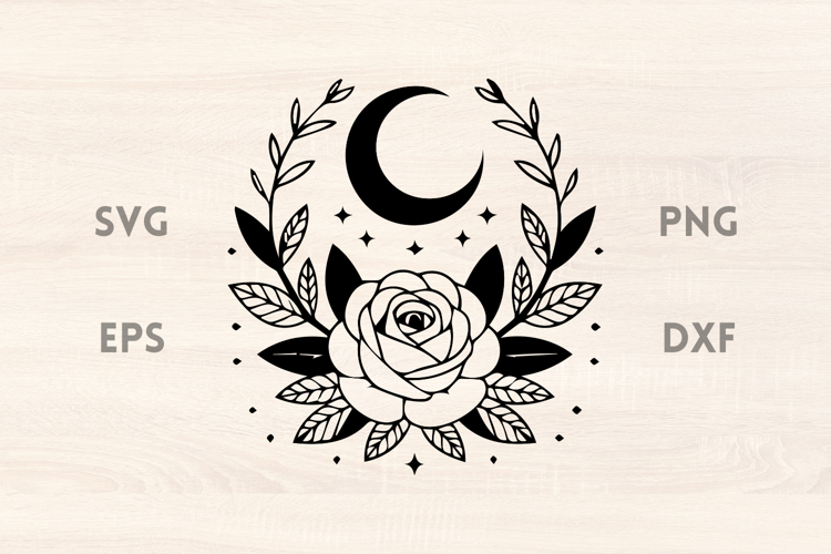 Rose with moon Halloween SVG
