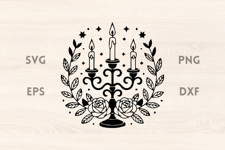 Candles with Stars and Laurel Halloween SVG