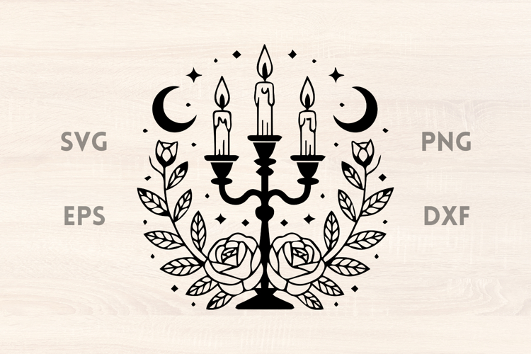 Candles with Moons and Laurel Halloween SVG