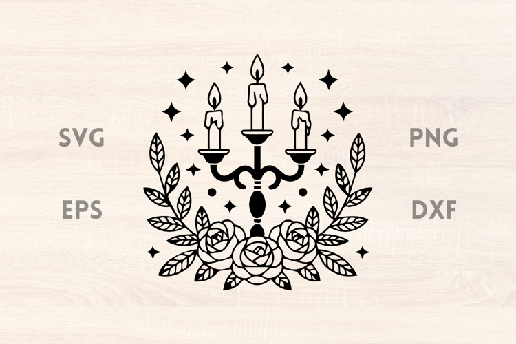 Candle Holder Rose Wreath SVG
