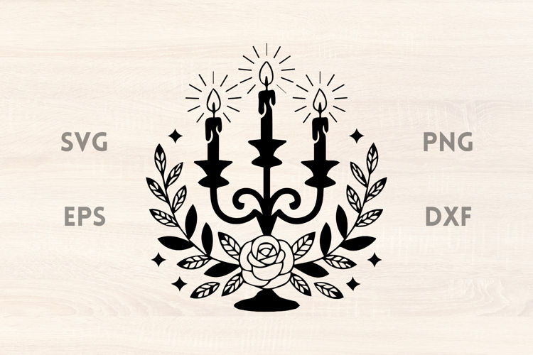 Candle Holder Rose and Wreath SVG