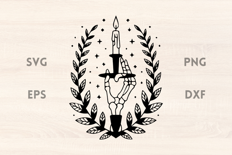 Candle with Skeleton Hand SVG