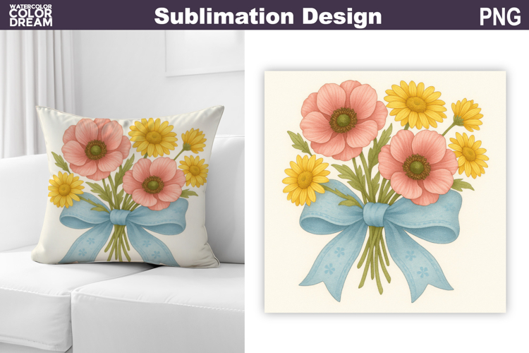 Daisy Bow Sublimation | Anemone Pillow Design