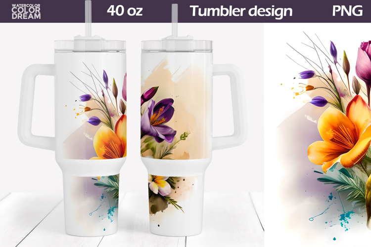 Watercolor Floral Tumbler 40 Oz | Spring Flowers 40 OZ
